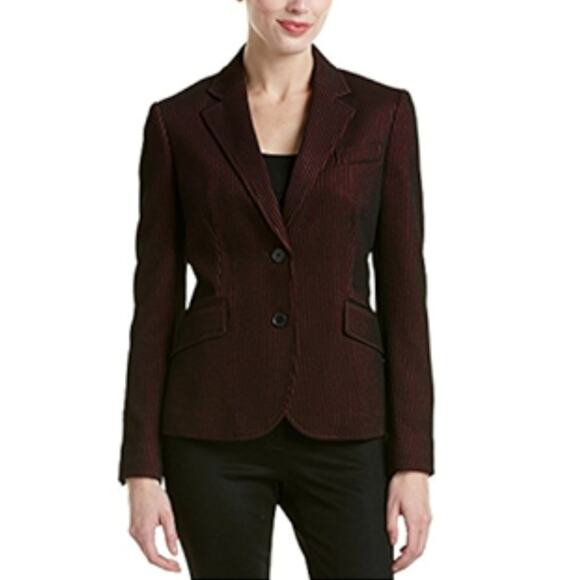 Anne Klein Red & Black Pinstripe Blazer - Picture 1 of 10